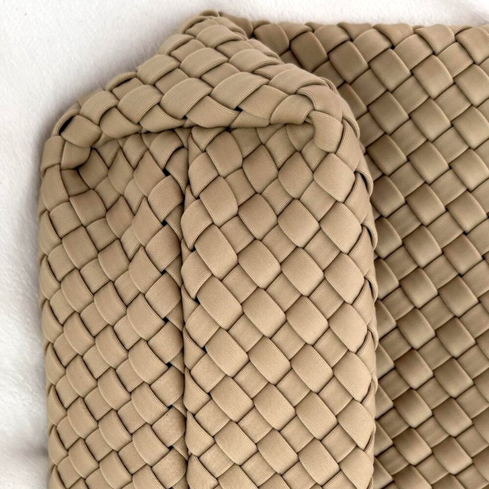 Ah-Dorned New York Neoprene Messenger Bag Tote Beige 2pc Set NWT - Picture 10 of 11